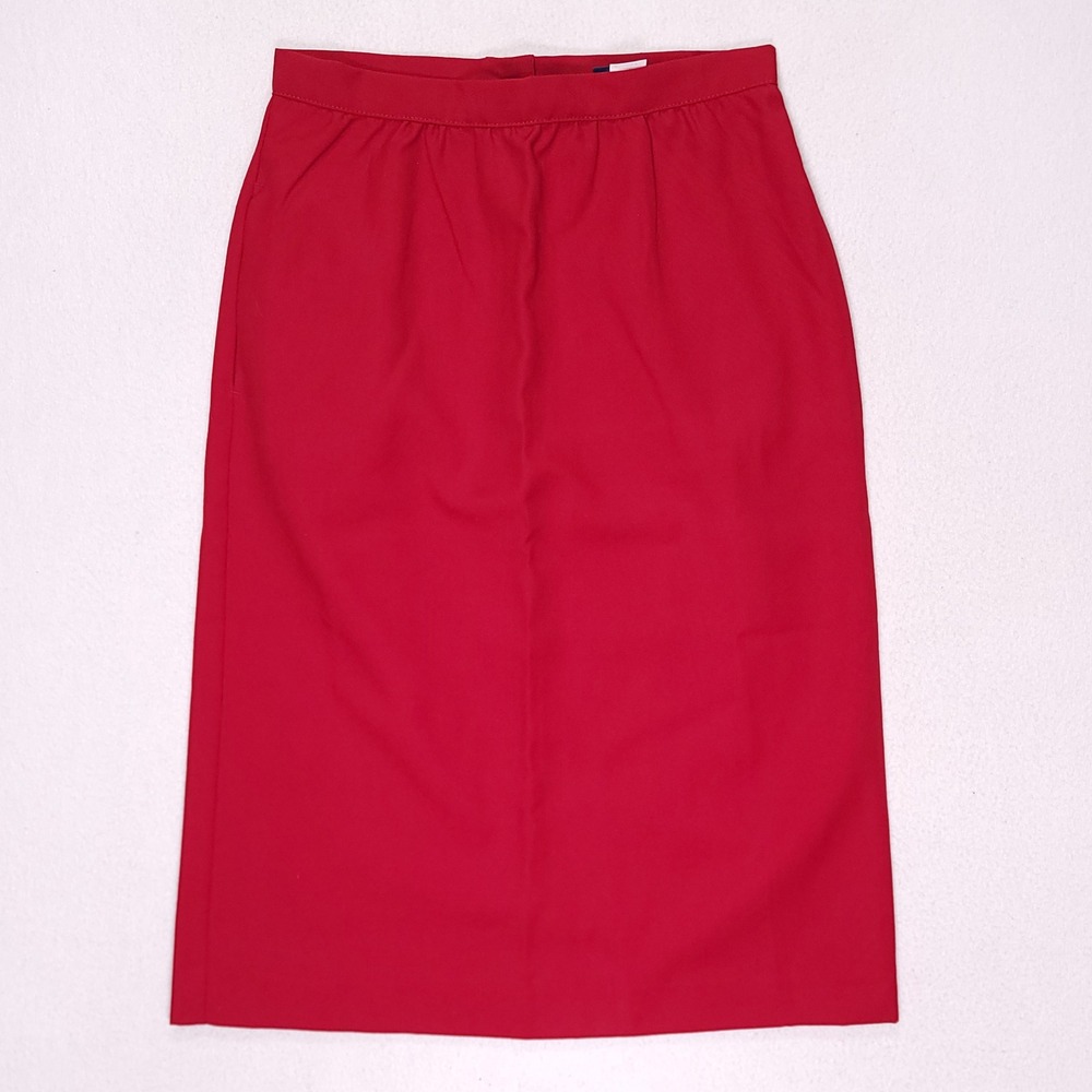 Vintage Avon Fashions Red Midi Pencil Skirt High Waist Size 9-10 Made in USA